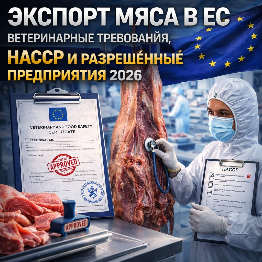 Экспорт мяса в ЕС: ветеринарные требования, HACCP и разрешённые предприятия 2026