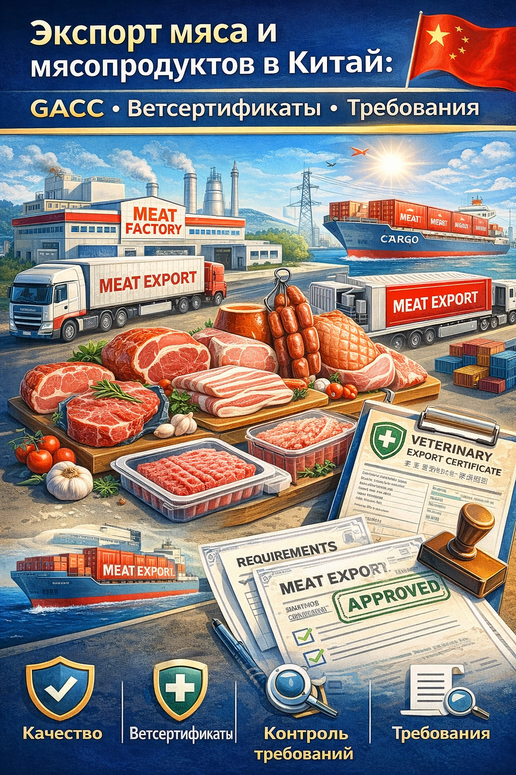 Экспорт мяса и мясопродуктов в Китай: GACC, ветсертификаты и требования