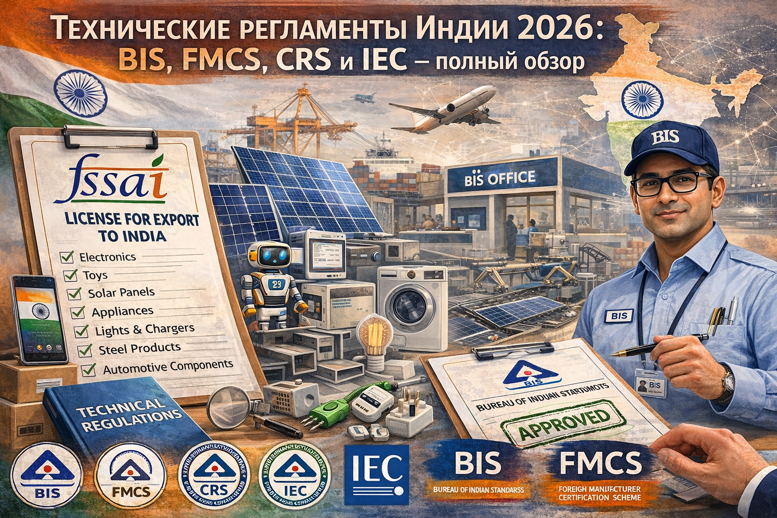Технические регламенты Индии 2026: BIS, FMCS, CRS и IEC — полный обзор