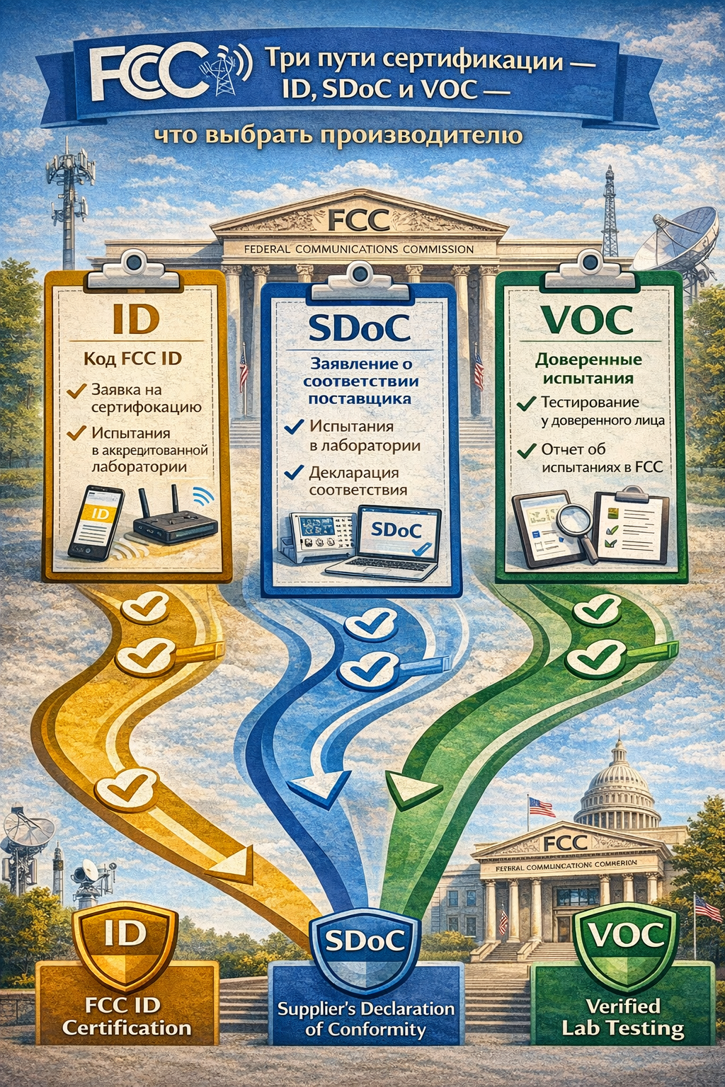 FCC: три пути сертификации — ID, SDoC и VOC — что выбрать производителю
