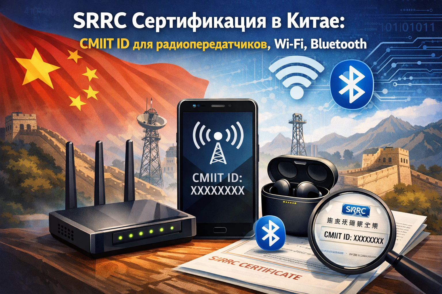 SRRC сертификация в Китае: CMIIT ID для радиопередатчиков, Wi-Fi, Bluetooth