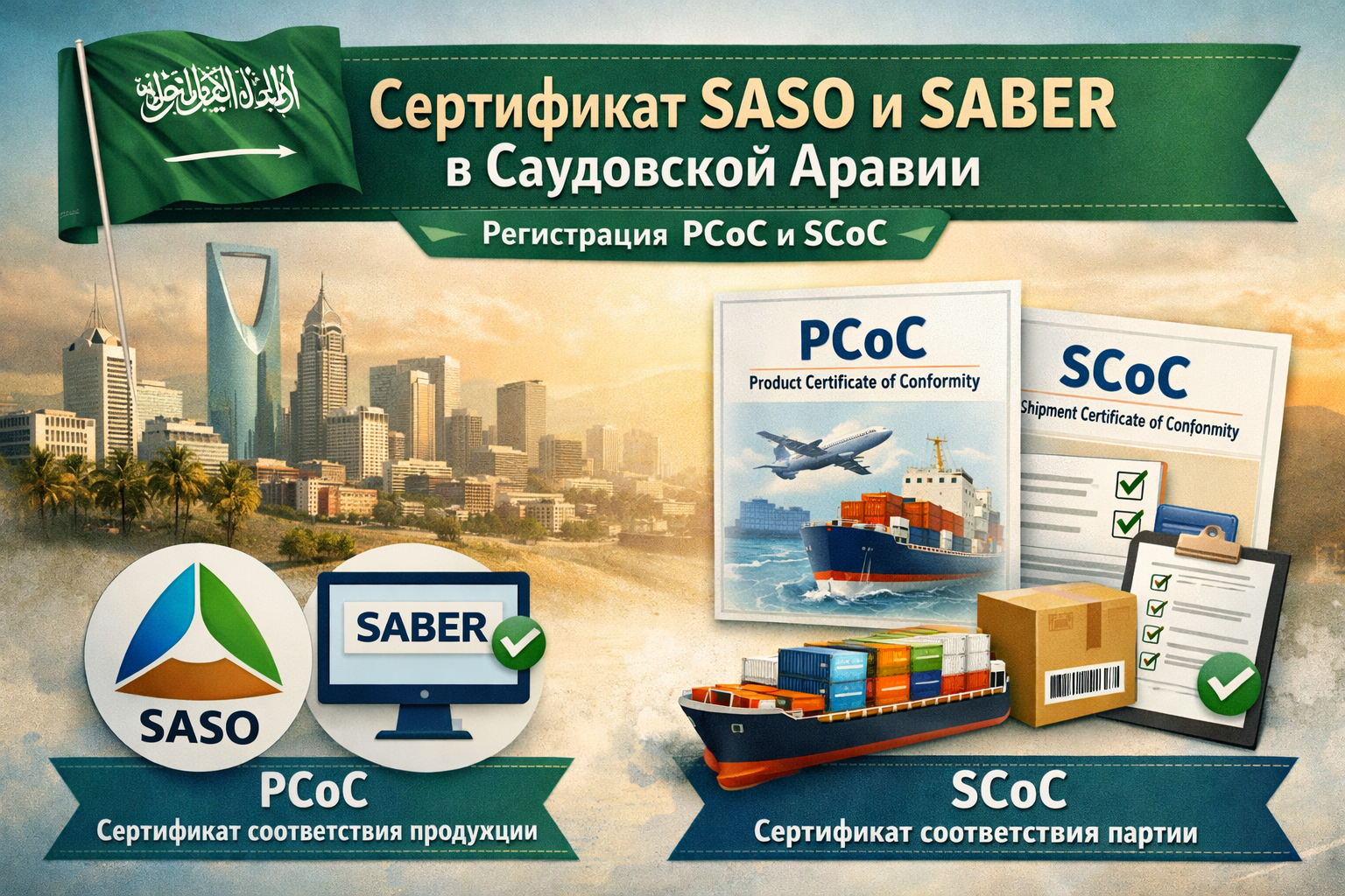 Сертификат SASO и SABER в Саудовской Аравии: регистрация PCoC и SCoC