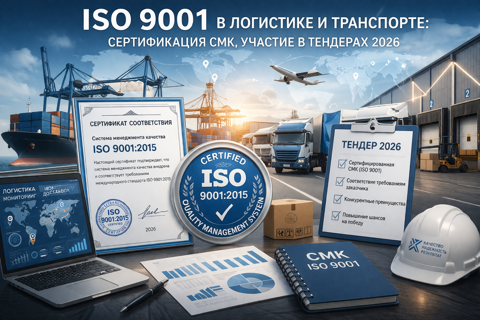 ISO 9001 в логистике и транспорте: сертификация СМК, участие в тендерах 2026