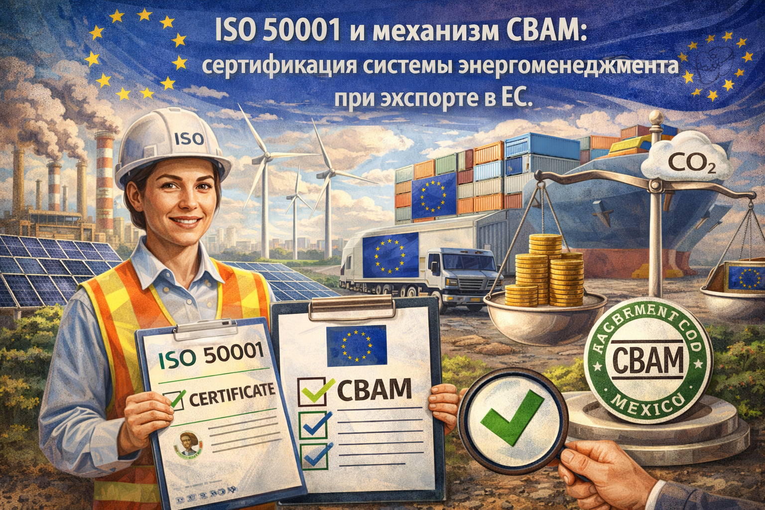 ISO 50001 и механизм CBAM: сертификация системы энергоменеджмента при экспорте в ЕС