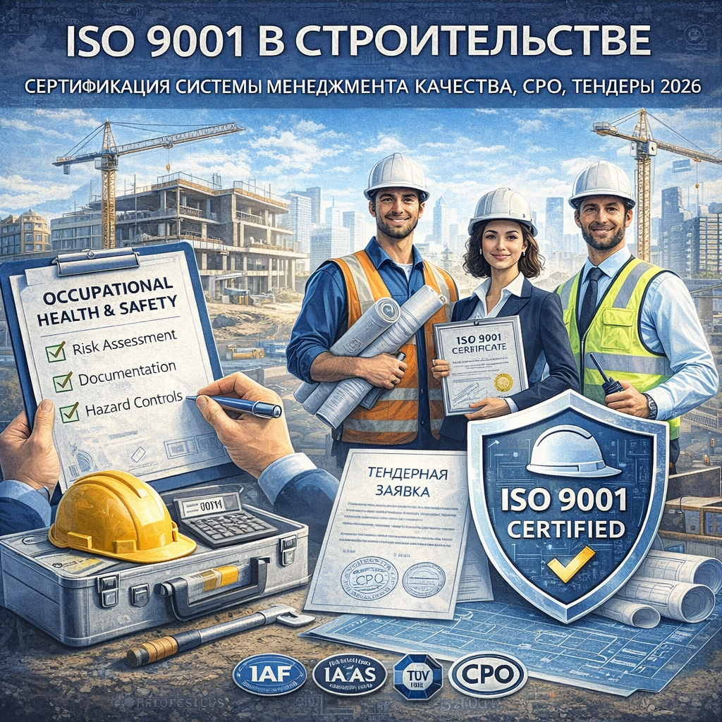 ISO 9001 в строительстве: сертификация системы менеджмента качества, СРО, тендеры 2026