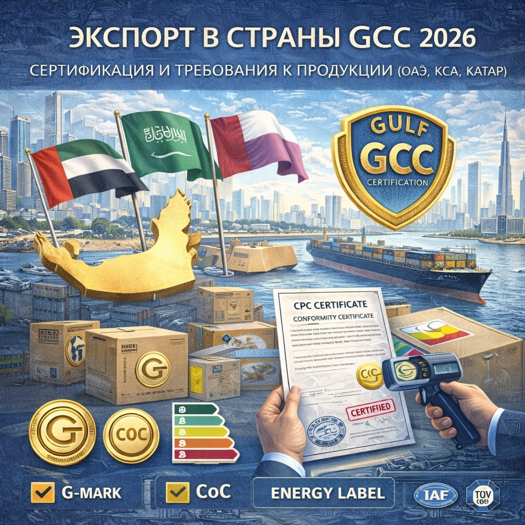 Экспорт в страны GCC 2026: сертификация и требования к продукции (ОАЭ, КСА, Катар)