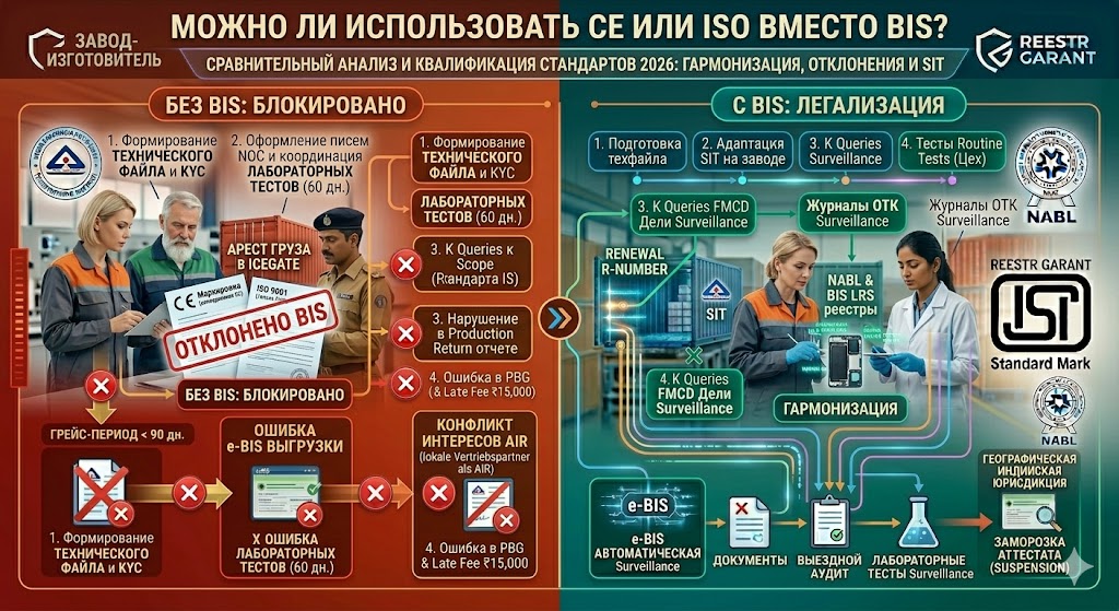 Можно ли использовать сертификаты CE, ИСО или ГОСТ вместо маркировки BIS в Индии в 2026 году