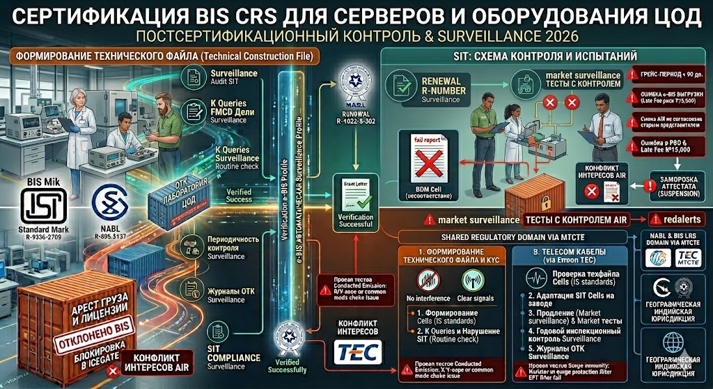Сертификация BIS CRS для серверов и дата-центрового оборудования: регламент MeitY, правила HSE-исключений и таможенный комплайенс в 2026 году