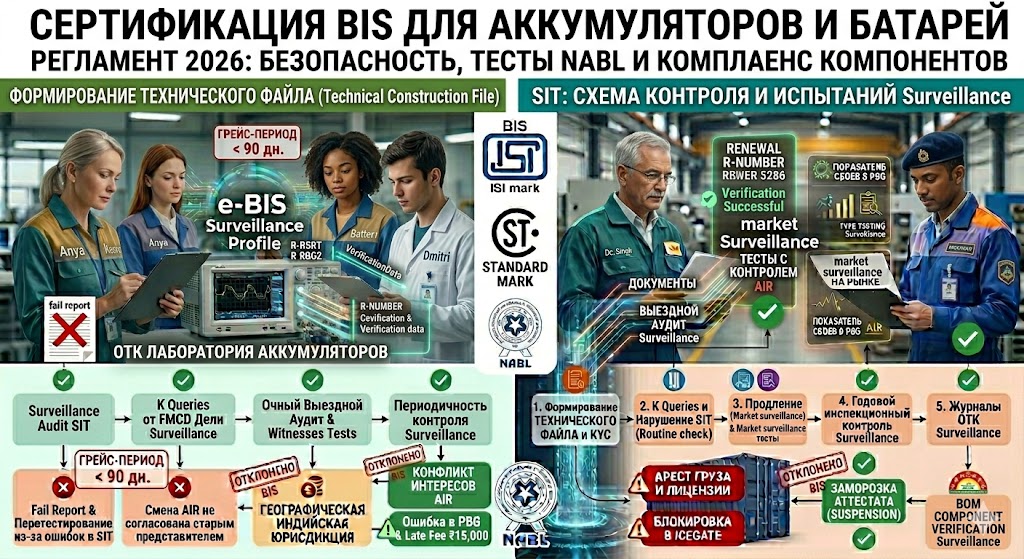 Сертификация аккумуляторов и батарей в Индии: регламент BIS CRS, стандарты и правила ВЭД в 2026 году