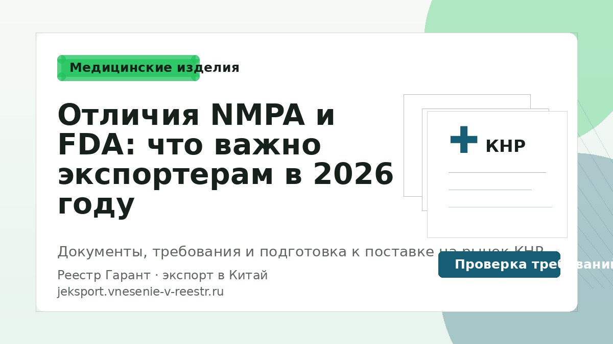 Отличия NMPA и FDA: что важно экспортерам в 2026 году