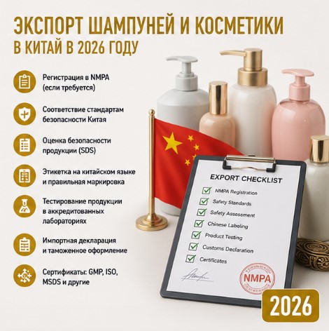 Экспорт шампуней и косметики в Китай в 2026 году