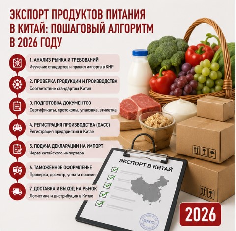 Экспорт продуктов питания в Китай: пошаговый алгоритм в 2026 году